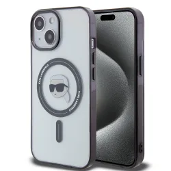Custodia MagSafe per Apple iPhone 15, Karl Lagerfeld, IML Karl's Head, Trasparente
