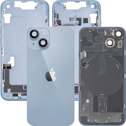 Copertura Batteria Apple iPhone 14, Con Scocca Centrale, Parti Complete, Blu, Swap Premium