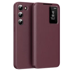 Custodia per Samsung Galaxy S23 S911, Techsuit, SmartView, Rossa
