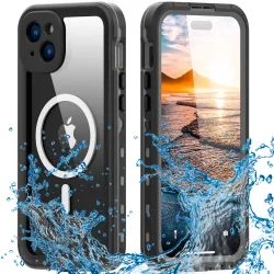 Custodia Waterproof MagSafe per Apple iPhone 15 Plus, ShellBox, Nera
