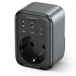 Caricabatterie di rete UGREEN CD314, 30W, 3A, 2 x USB-A - 1 x USB-C - 1 x Schuko, Nero