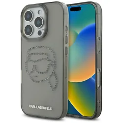 Custodia per Apple iPhone 16 Pro, Karl Lagerfeld, IML Rhinestones Karl's Head, Nera