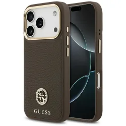 Custodia MagSafe per Apple iPhone 17 Pro, Guess, Grained Strass Logo, Marrone