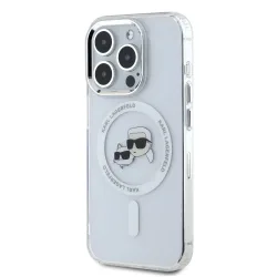 Custodia MagSafe per Apple iPhone 16 Pro Max, Karl Lagerfeld, IML Metal Karl & Choupette's Heads, Bianca