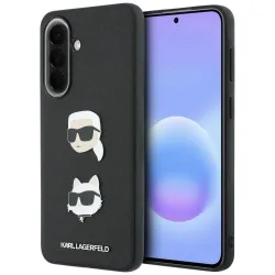 Custodia per Samsung Galaxy A57 5G, Karl Lagerfeld, Spille con teste di Karl e Choupette e logo, Nera