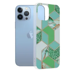 Custodia per Apple iPhone 13 Pro Max, Techsuit, Marble, Verde