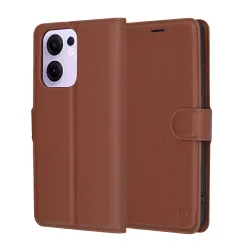 Custodia per Oppo Reno13 FS 5G / Reno13 F 4G / Reno13 F, Techsuit, Leather Folio, Marrone