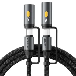 Cavo Dati e Ricarica USB-C / Lanterna - USB-C / Accendisigari Elettrico Acefast J4, 60W, 1.2m, Nero