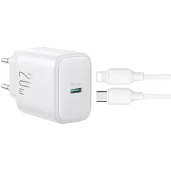 Caricabatterie da rete con cavo Lightning Joyroom JR-TCF20, 20W, 3A, 1 x USB-C, Bianco