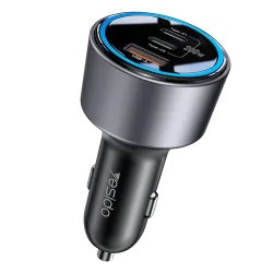 Caricabatterie Auto Yesido Y59, 200W, 5A, 1 x USB-A - 2 x USB-C, Nero
