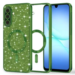 Custodia MagSafe per Samsung Galaxy A17 4G / A17 5G, Techsuit, Luxury Glitter, Verde Scuro