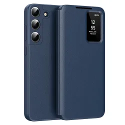 Custodia per Samsung Galaxy S22 5G S901, Techsuit, SmartView, Blu