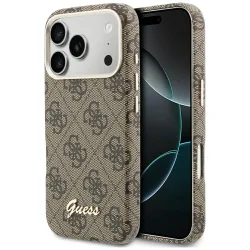 Custodia MagSafe per Apple iPhone 17 Pro, Guess, 4G Script Logo, Marrone