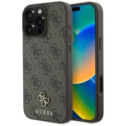 Custodia MagSafe per Apple iPhone 16 Pro, Guess, 4G Small and Classic Logo, Marrone