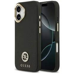 Custodia MagSafe per Apple iPhone 17, Guess, Grained Strass Logo, Nera
