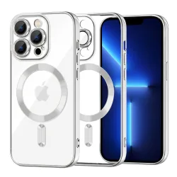 Custodia MagSafe per Apple iPhone 13 Pro Max, Techsuit, Luxury Crystal, Argento