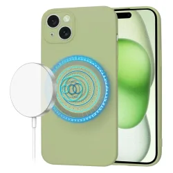 Custodia MagSafe per Apple iPhone 15 Plus, Techsuit, SoftFlex, Matcha