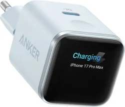 Caricatore da rete Anker Nano Display, 45W, 3A, 1 x USB-C, Blu A121DG31