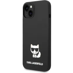 Custodia per Apple iPhone 14 Plus, Karl Lagerfeld, Silicone Body Choupette, Nera
