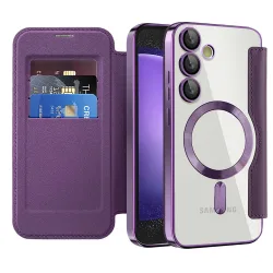 Custodia MagSafe per Samsung Galaxy S23 FE S711, Techsuit, SmartMag Book, Viola