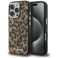 Custodia MagSafe per Apple iPhone 16 Pro, Karl Lagerfeld, IML Leopard Pattern, Marrone