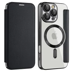 Custodia MagSafe per Apple iPhone 17, Techsuit, SmartMag Book, Nera