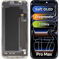 Display con Touchscreen MP compatibile con Apple iPhone 17 Pro Max, con Cornice, Versione Software OLED FHD 120Hz Diagnostic, Nero