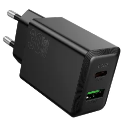 Caricabatterie da Rete HOCO N71, 30W, 3A, 1 x USB-A - 1 x USB-C, Nero