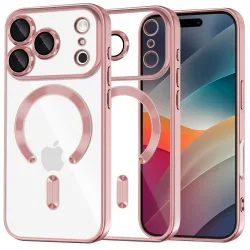 Custodia MagSafe per Apple iPhone 17 Pro Max, Techsuit, Luxury Crystal, Rosa
