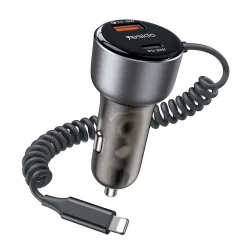 Caricabatterie Auto con Cavo Lightning Yesido Y57, 50W, 3A, 1 x USB-A - 1 x USB-C, Nero