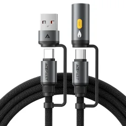 Cavo Dati e Ricarica USB-C / USB-A - USB-C / Accendisigari Elettrico Acefast J6, 60W, 1.2m, Nero