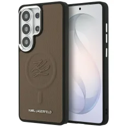 Custodia MagSafe per Samsung Galaxy S26 Ultra S948, Karl Lagerfeld, Initial Logo Debossed, Marrone