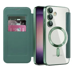 Custodia MagSafe per Samsung Galaxy S23 S911, Techsuit, SmartMag Book, Verde