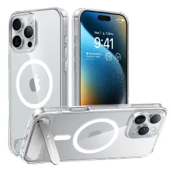 Custodia MagSafe per Apple iPhone 16 Pro Max, Torras, Pstand, Trasparente