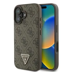 Custodia per Apple iPhone 16 Plus, Guess, 4G Triangle Strass, Marrone
