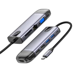 Hub USB-C McDodo HU-7420, 10in1, Grigio