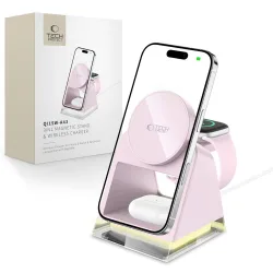 Caricabatterie Rete Wireless Tech-Protect A43 3in1, 15W, 1.67A, Rosa