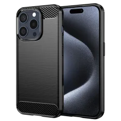 Custodia per Apple iPhone 15 Pro, Techsuit, Carbonio, Nera