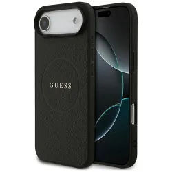Custodia MagSafe per Apple iPhone 17 Air, Guess, Grained Gold Ring, Nera