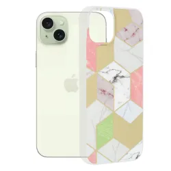 Custodia per Apple iPhone 15 Plus, Techsuit, Marble, Viola