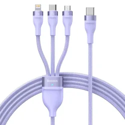 Cavo di Ricarica USB-A - Lightning / microUSB / USB-C Baseus Flash Series II 3in1, 100W, 1.2m, Viola CASS030005