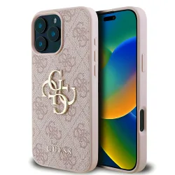 Custodia per Apple iPhone 16 Pro, Guess, 4G Big Logo, Rosa