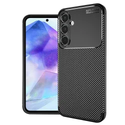 Custodia per Samsung Galaxy A55 5G A556, Techsuit, CarbonFiber, Nera