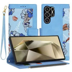 Custodia per Samsung Galaxy S24 Ultra S928, Techsuit, FlipCraft, Blu