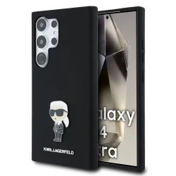 Custodia per Samsung Galaxy S24 Ultra S928, Karl Lagerfeld, Silicone Ikonik Karl, Nera