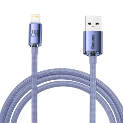 Cavo Dati e Ricarica USB-A - Lightning Baseus Crystal Shine Series, 18W, 2m, Viola CAJY000105