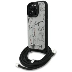 Custodia MagSafe per Apple iPhone 16 Pro Max, Karl Lagerfeld, Saffiano Crossbody, Grigio