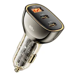 Caricabatterie Auto Toocki 2C+A, 80W, 3A, 1 x USB-A - 2 x USB-C, Nero TCC2C 1A-XF01