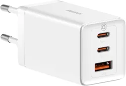 Caricabatterie Rete Baseus GaN5 Pro, 65W, 3.25A, 1 x USB-A - 2 x USB-C, Bianco CCGP120202