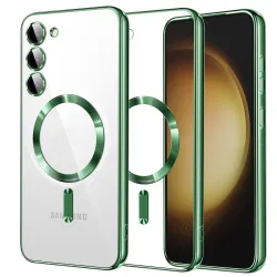 Custodia MagSafe per Samsung Galaxy S23+ S916, Techsuit, Luxury Crystal, Verde Chiaro